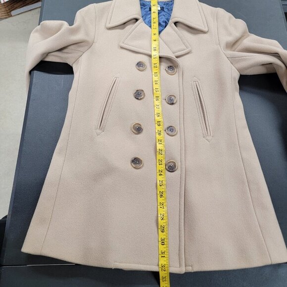 J. Crew Wool Peacoat Double Breasted Thinsulate Interior Tan Old Money Staple - Picture 10 of 11